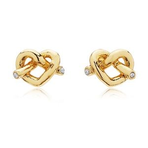 NEW Kate Spade Loves Me Knot Heart Diamond Crystal Gold Earrings Studs